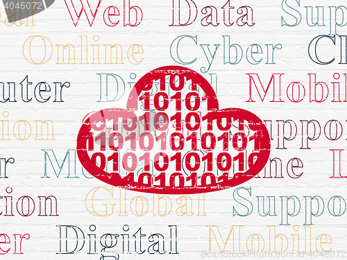 Image of Cloud technology concept: Cloud With Code on wall background