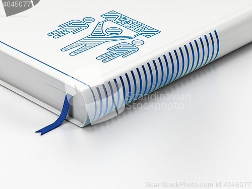 Image of Politics concept: closed book, Election Campaign on white background