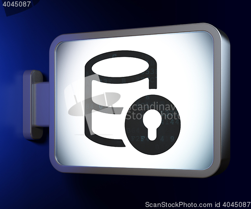 Image of Database concept: Database With Lock on billboard background