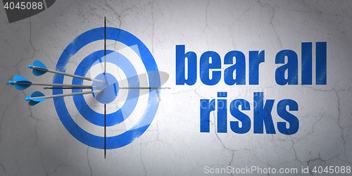 Image of Insurance concept: target and Bear All Risks on wall background