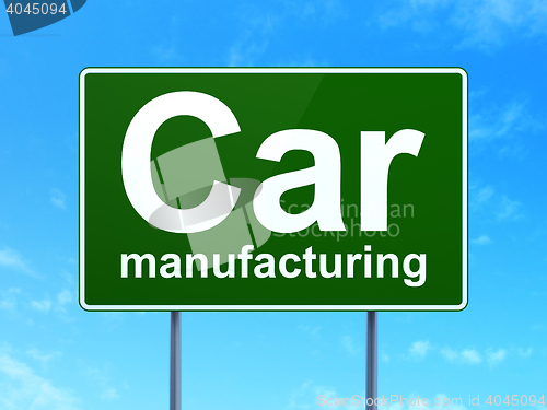 Image of Industry concept: Car Manufacturing on road sign background