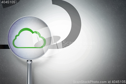 Image of Cloud computing concept:  Cloud with optical glass on digital background