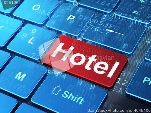 Image of Vacation concept: Hotel on computer keyboard background