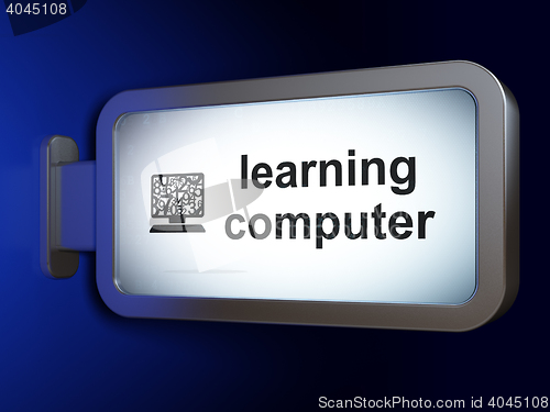 Image of Education concept: Learning Computer and Computer Pc on billboard background