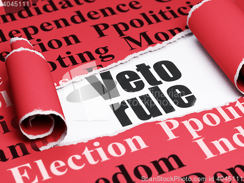 Image of Politics concept: black text Veto Rule under the piece of  torn paper