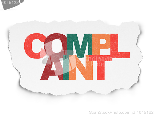 Image of Law concept: Complaint on Torn Paper background