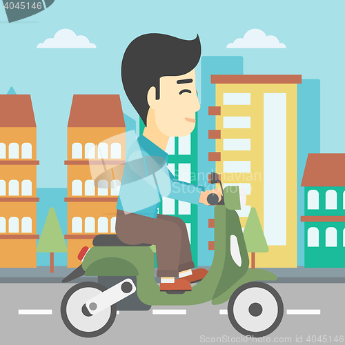 Image of Man riding scooter vector illustration.