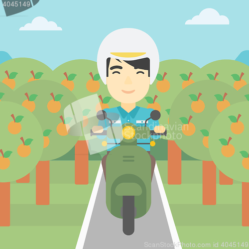 Image of Man riding scooter vector illustration.