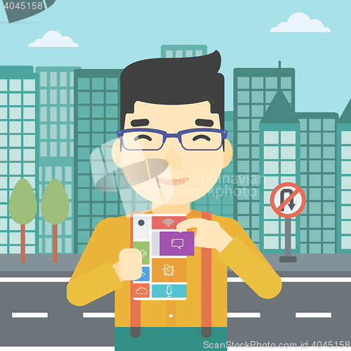 Image of Man with modular phone vector illustration.