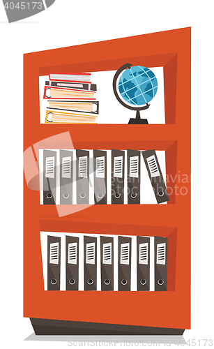 Image of Office shelves with folders vector illustration.