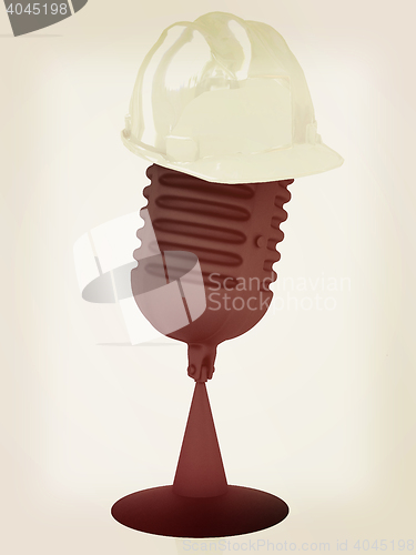 Image of New 3d concept of technology education with microphone and hard 