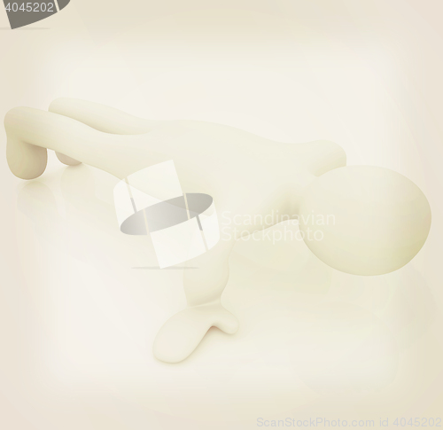 Image of 3d man isolated on white. Series: morning exercises - making pus