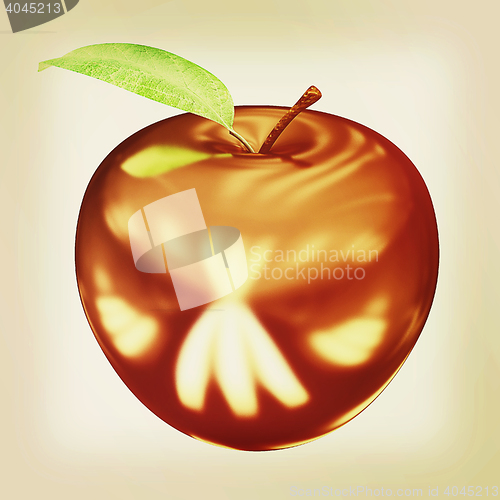 Image of Gold apple isolated on white background. Series: Golden apple un