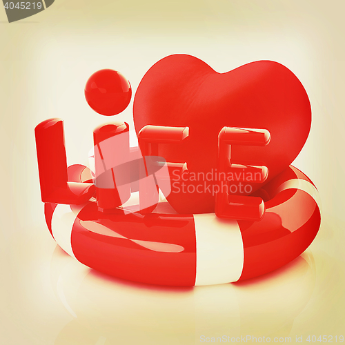 Image of Heart and life belt. Concept of life-saving. 3D illustration. Vi