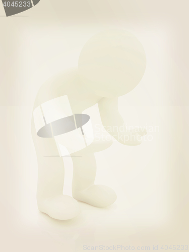 Image of 3d man isolated on white. Series: human emotions - bewilderment 