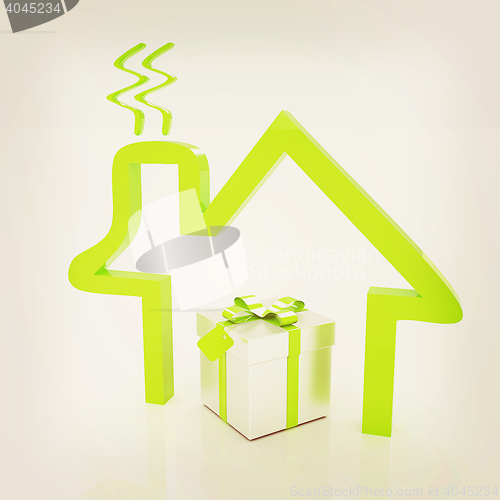 Image of House icon and gifts. 3D illustration. Vintage style.