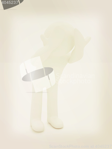 Image of 3d personage with hands on face on white background. Series: hum