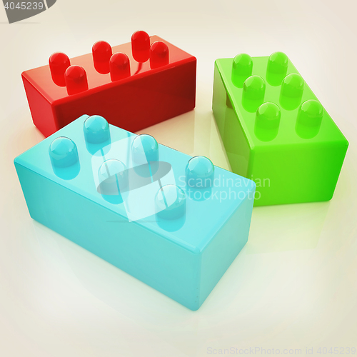 Image of Building blocks on white . 3D illustration. Vintage style.