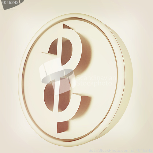 Image of Metall coin with dollar sign. 3D illustration. Vintage style.