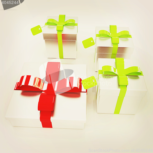 Image of Gifts with ribbon. 3D illustration. Vintage style.