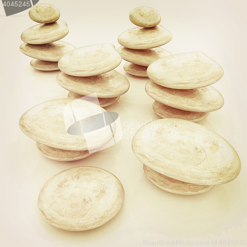 Image of Glossy spa stones. 3d icon . 3D illustration. Vintage style.