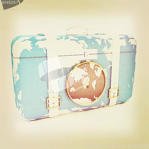 Image of Suitcase for travel. 3D illustration. Vintage style.