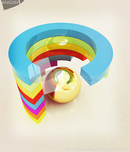 Image of Abstract colorful structure with ball in the center . 3D illustr