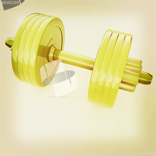 Image of Colorful dumbbells on a white background. 3D illustration. Vinta