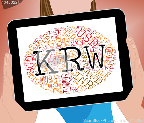 Image of Krw Currency Represents South Korea Won And Exchange