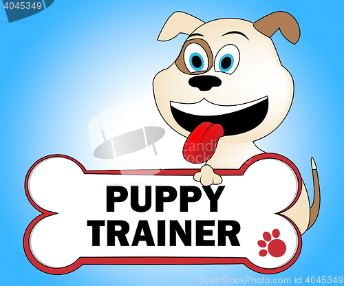 Image of Puppy Trainer Shows Doggie Puppies And Teach