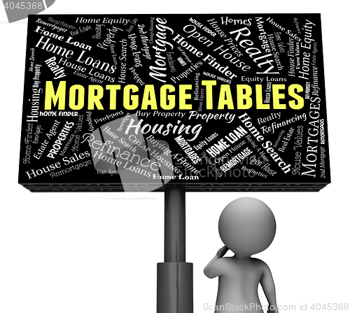 Image of Mortgage Tables Represents Home Loan And Board