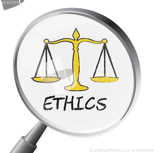 Image of Ethics Magnifier Represents Moral Stand And Ethos