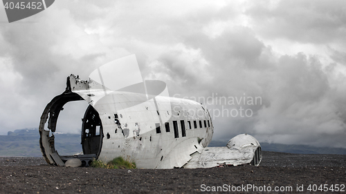 Image of The abandoned wreck of a US military plane on Southern Iceland -