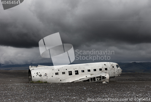 Image of The abandoned wreck of a US military plane on Southern Iceland -