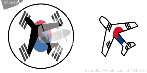 Image of Nation flag - Airplane isolated - South Korea