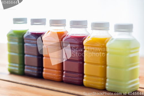 Image of bottles with different fruit or vegetable juices