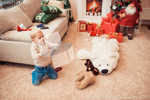 Image of Happy family at christmas time