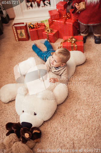 Image of Happy family at christmas time