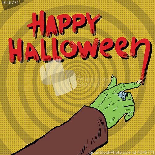 Image of Happy Halloween monster draws blood