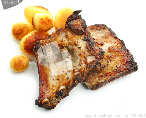 Image of grilled pork ribs and potatoes
