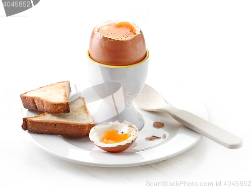 Image of freshly boiled egg and toasted bread