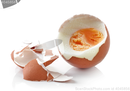 Image of boiled egg on white background