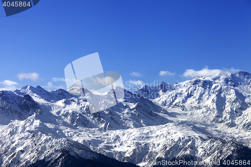 Image of Snow winter mountains in nice sunny day