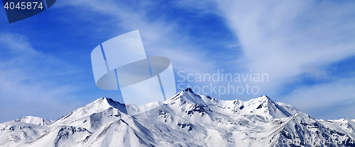 Image of Panoramic view on winter snow mountains