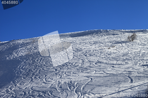 Image of Off-piste slope in sunny evening