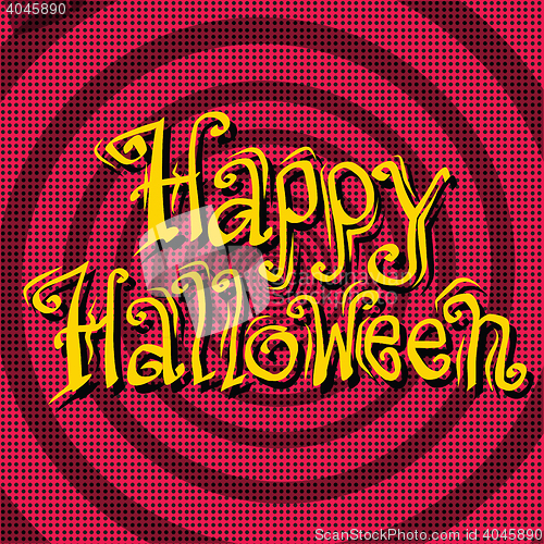 Image of Happy Halloween inscription on retro background