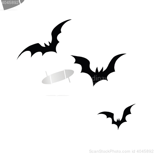 Image of Black silhouettes of bats on a white background