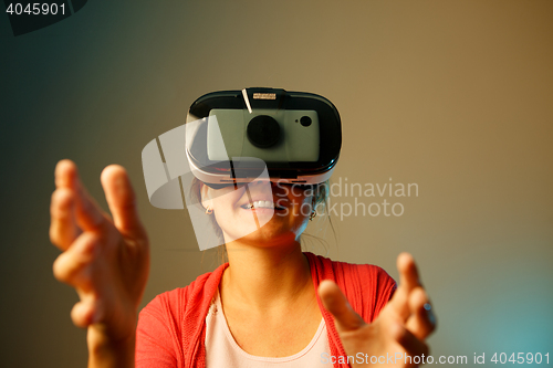 Image of Woman looking though vr