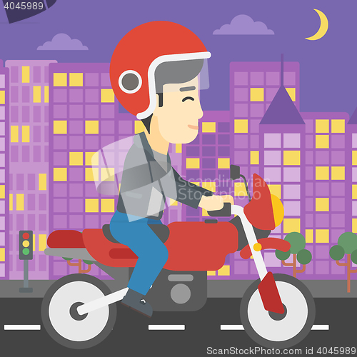 Image of Man riding motorcycle vector illustration.