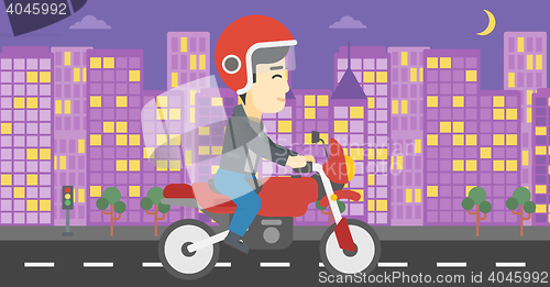 Image of Man riding motorcycle vector illustration.